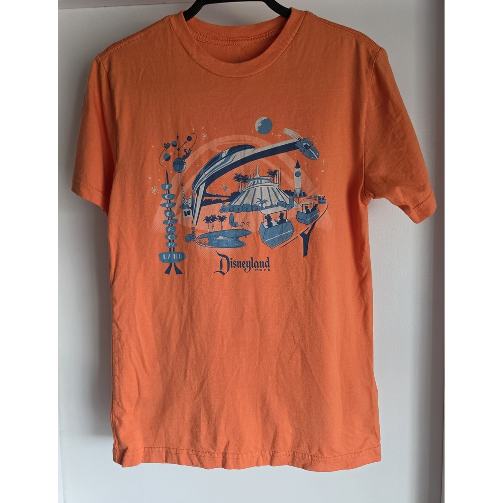 Disney Women's XS Orange Graphic Print Crew Neck Cotton T-Shirt Tee Top